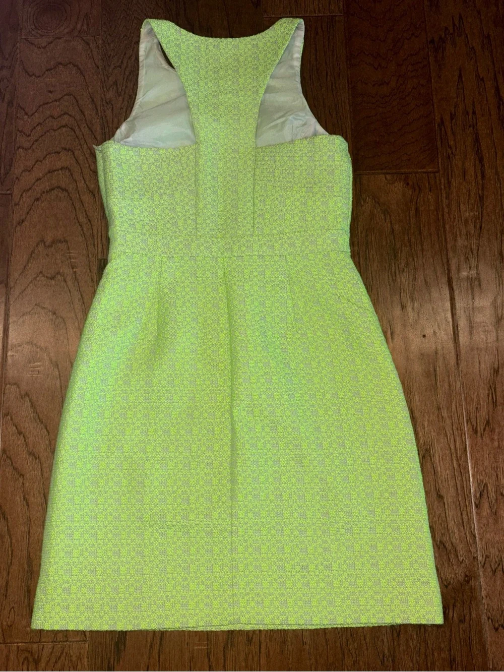 J Crew Razorback Tweed Dress Neon Green Size 0